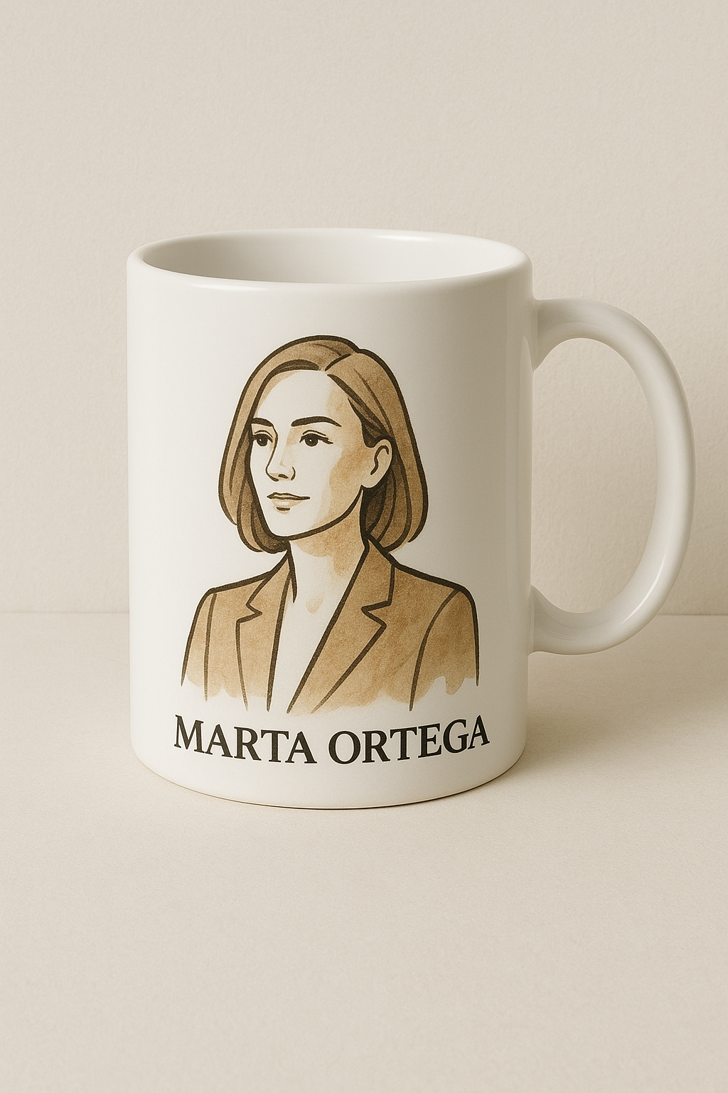 Taza con ilustración inspirada en Marta Ortega